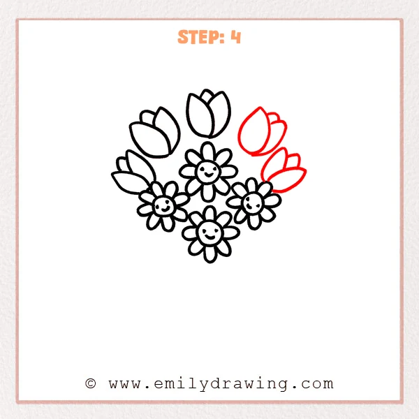 how to draw a spring flowers - Step 4